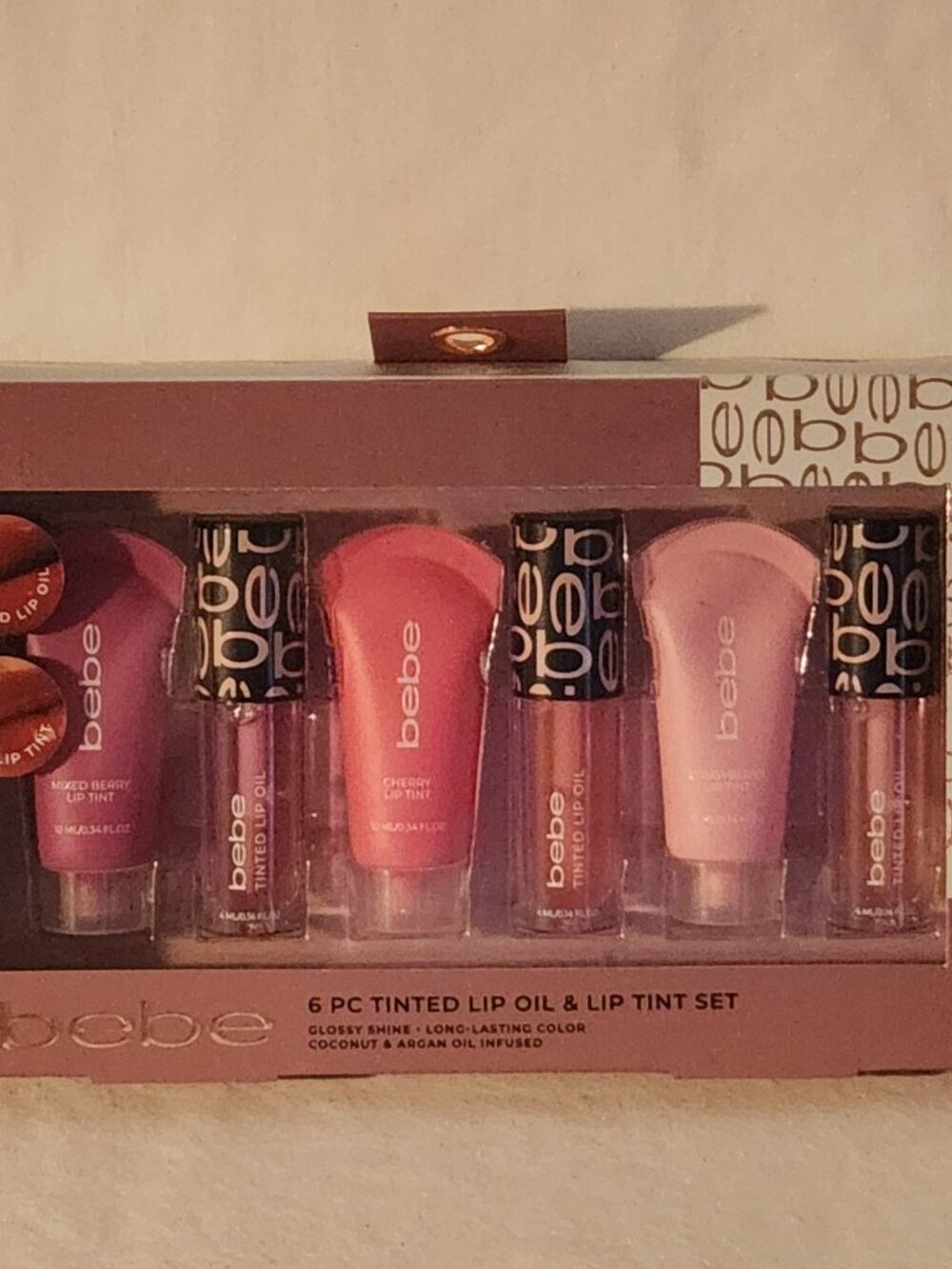 Bebe 6 pc tinted lip oil & lip tint set NIP sealed